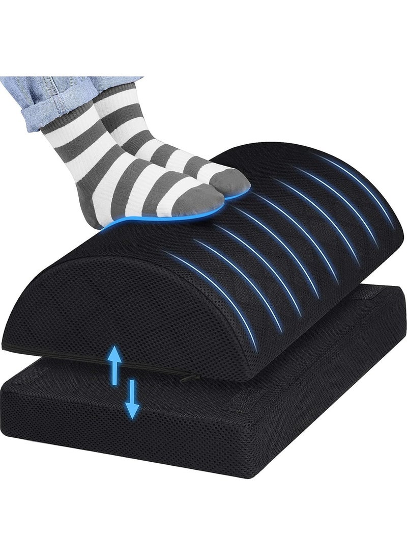 CushZone مسند قدمين قابل للتعديل من الإسفنج، يوضع تحت المكتب في العمل، مناسب للمكتب، العمل، الألعاب، الكمبيوتر، هدية، ملحقات المكتب المنزلي، لتخفيف آلام الظهر والورك (أسود) - Image 1